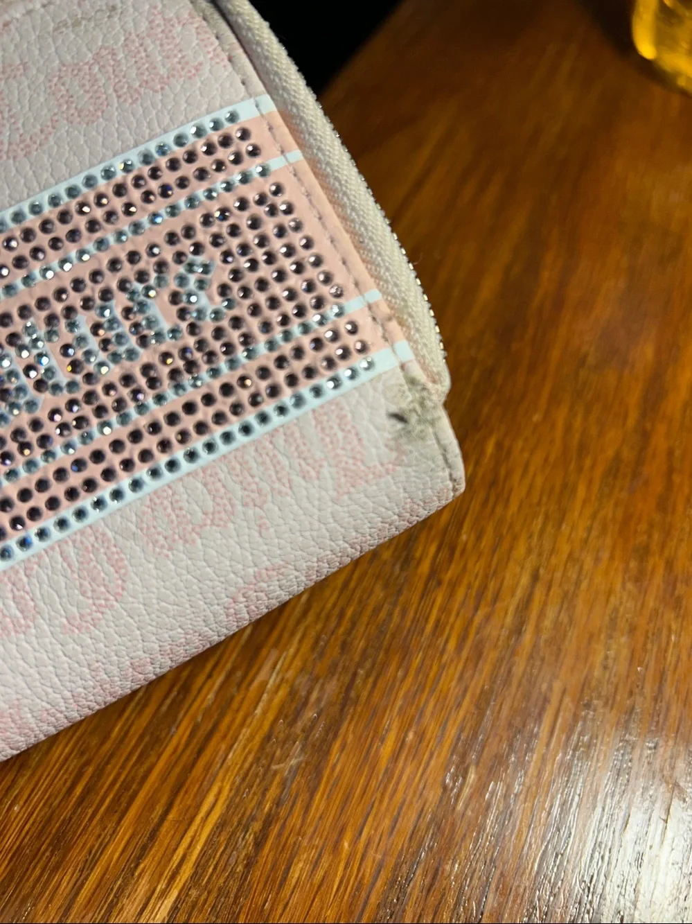 Juicy Couture Pink Rhinestone Zip Around Wallet